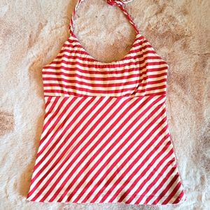 Y2K Gwen Stefani L.A.M.B. red and white striped Halter top Small
